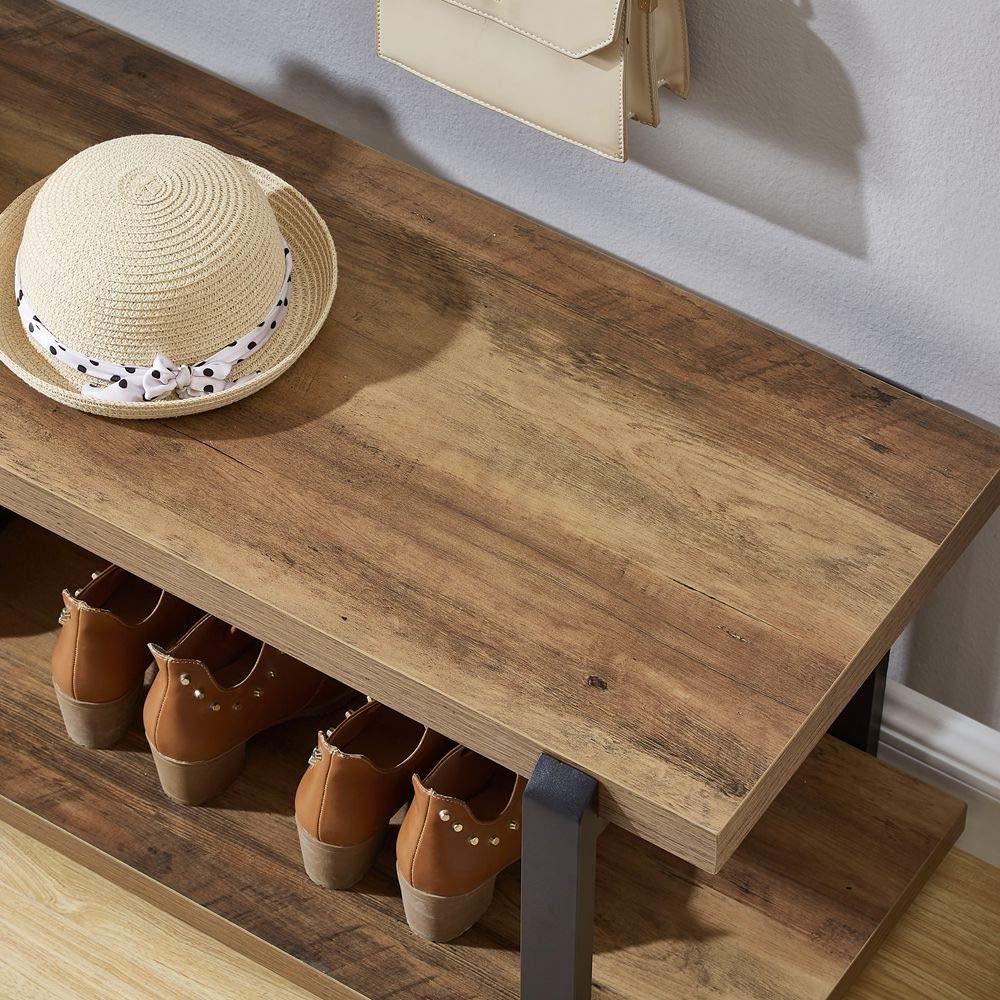 Benches: Rustic Oak Indoor Shoe Storage Bench Seat