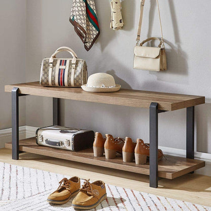Benches: Rustic Oak Indoor Shoe Storage Bench Seat