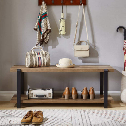 Benches: Rustic Oak Indoor Shoe Storage Bench Seat