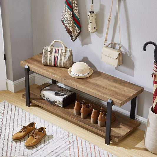 Benches: Rustic Oak Indoor Shoe Storage Bench Seat
