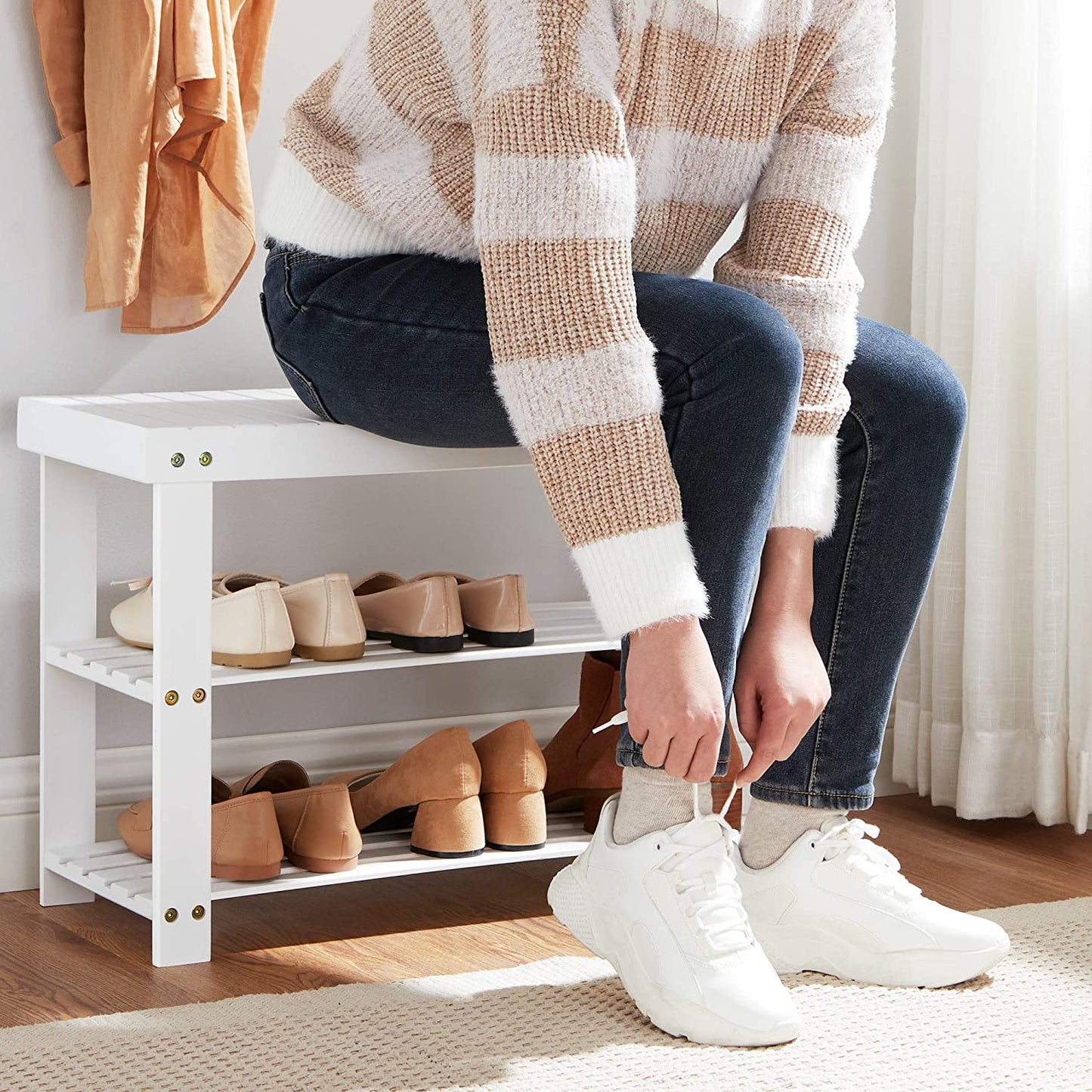 Benches : Shoe Rack Bench,3-Tier Bamboo Shoe Organizer,Storage Shelf Holds