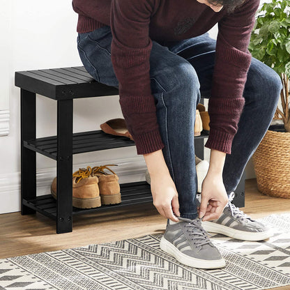 Benches : Shoe Rack Bench,3-Tier Bamboo Shoe Organizer,Storage Shelf Holds