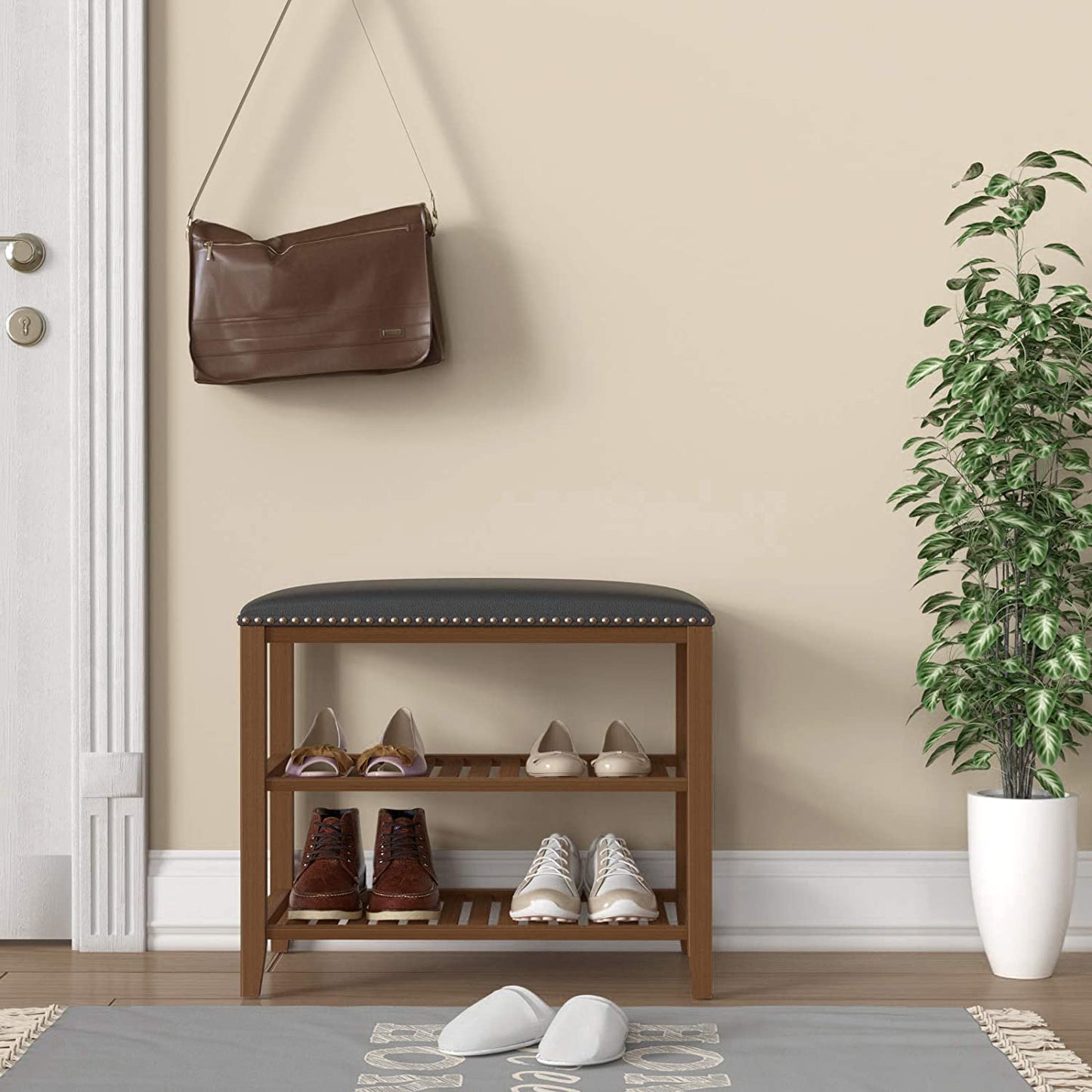 Benches : Shoe Rack Bench, 3-Tier Bamboo Shoe Storage Organizer