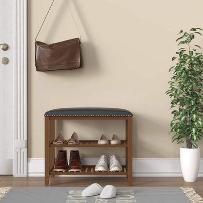 Benches : Shoe Rack Bench, 3-Tier Bamboo Shoe Storage Organizer