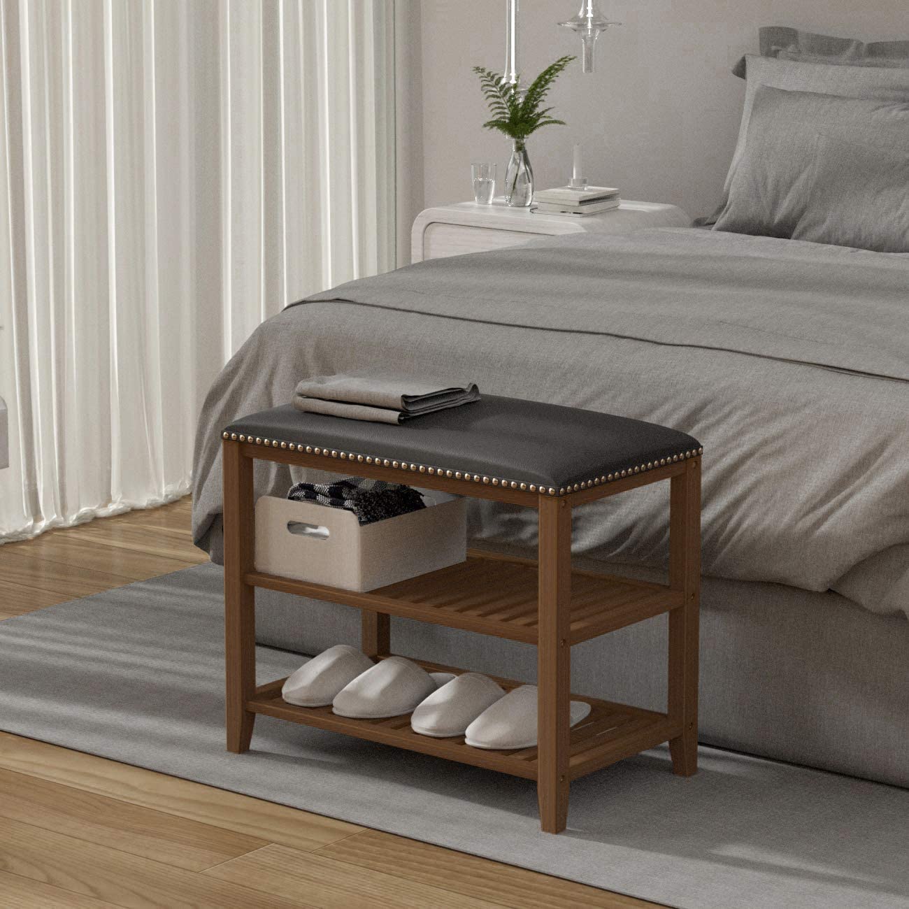 Benches : Shoe Rack Bench, 3-Tier Bamboo Shoe Storage Organizer