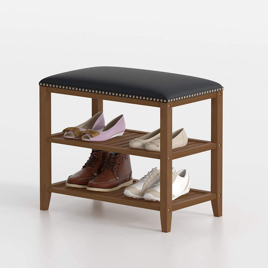 Benches : Shoe Rack Bench, 3-Tier Bamboo Shoe Storage Organizer