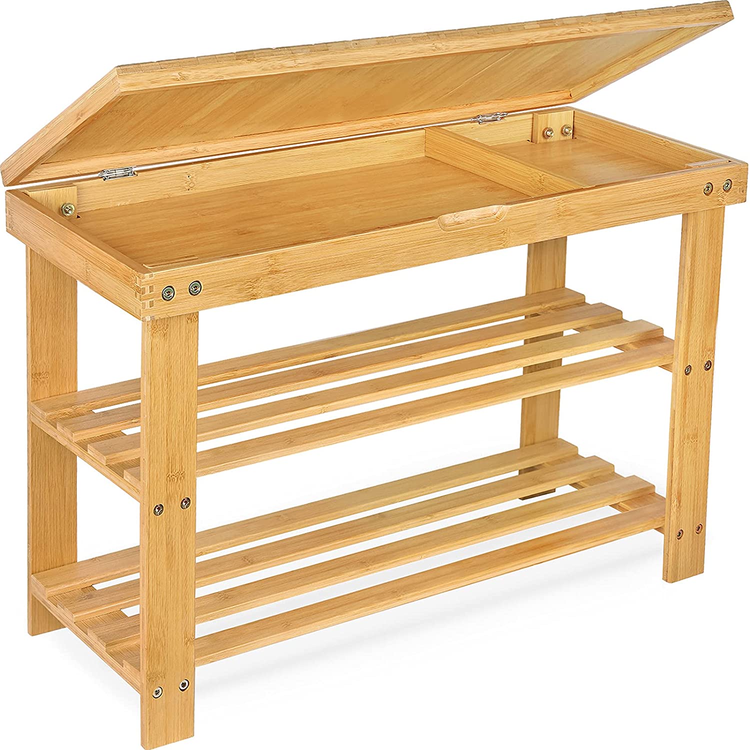 Benches : Shoe Rack Bench, 3-Tier Entryway Organizer Shelf with Storage Drawer