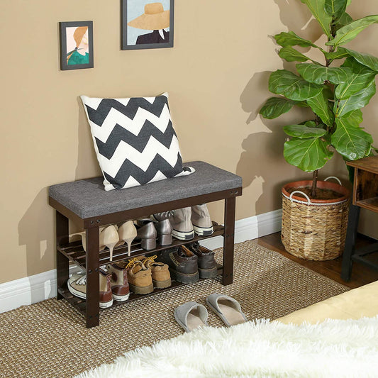 Benches Stable Shoe Organizer for Entryway, Living Room,  Brown and Gray-4