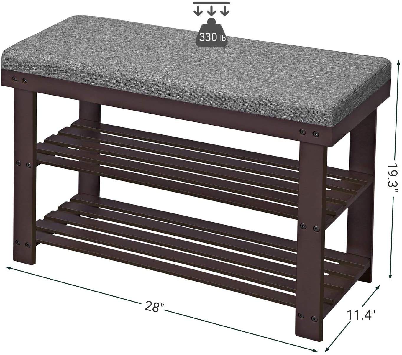 Benches Stable Shoe Organizer for Entryway, Living Room,  Brown and Gray-4