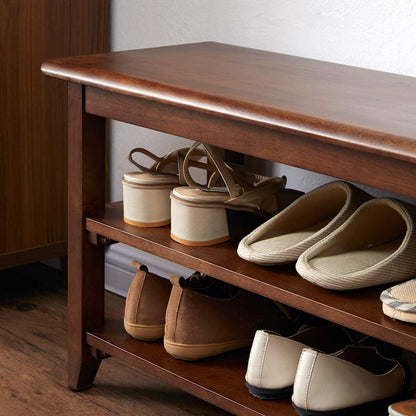 Benches : Storage Bench Wooden Shoe Bench Simple Style Wood