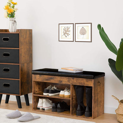 Benches : Storage Bench with Flip-Open Storage Box and Adjustable Shelf