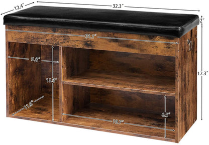 Benches : Storage Bench with Flip-Open Storage Box and Adjustable Shelf