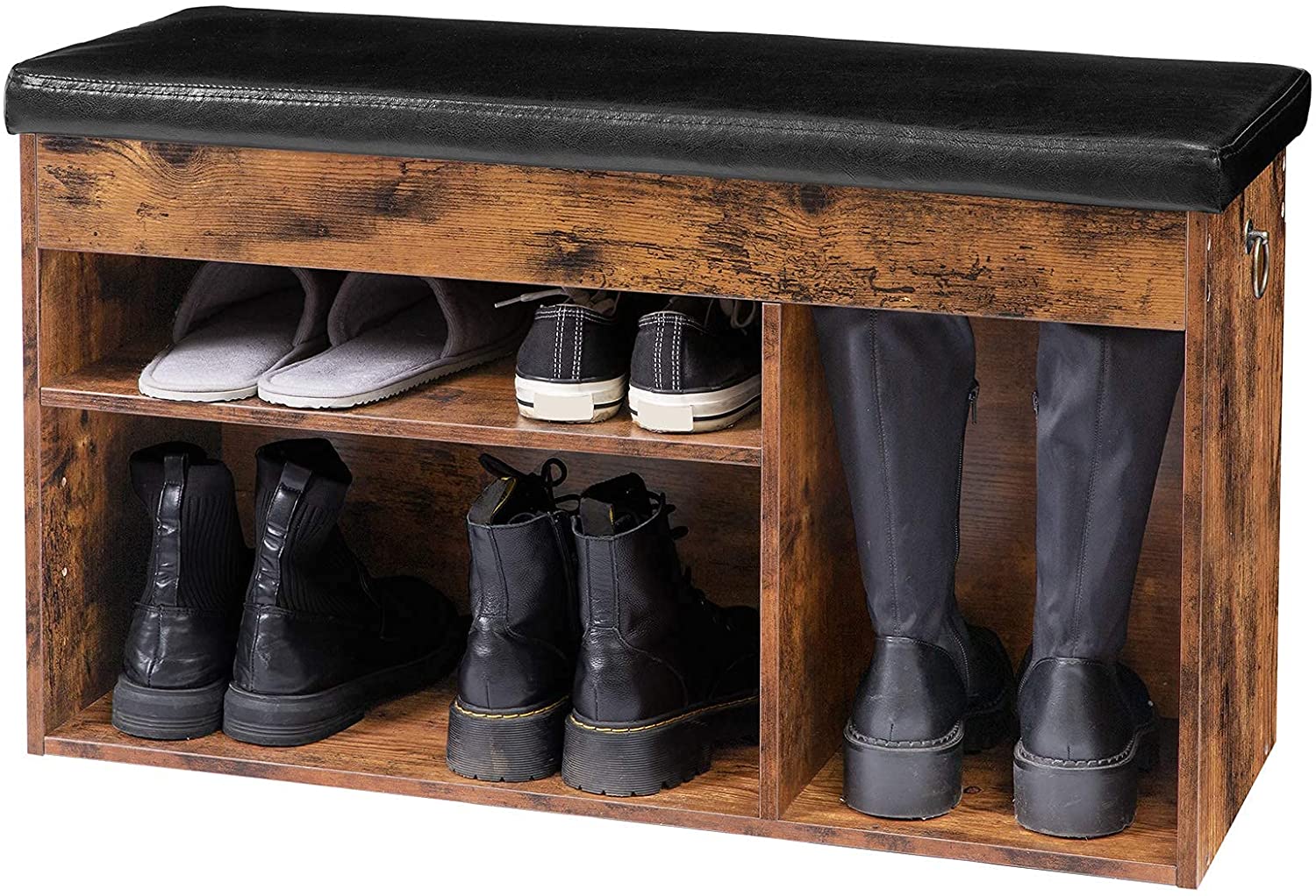 Benches : Storage Bench with Flip-Open Storage Box and Adjustable Shelf