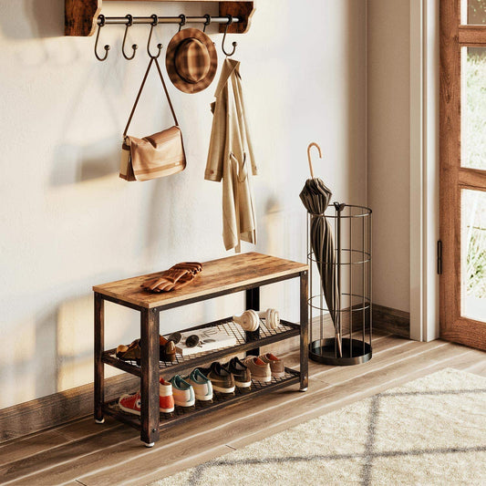Benches Hallway Front Door, Doorway, Living Room, Mudroom, Rustic Brown-