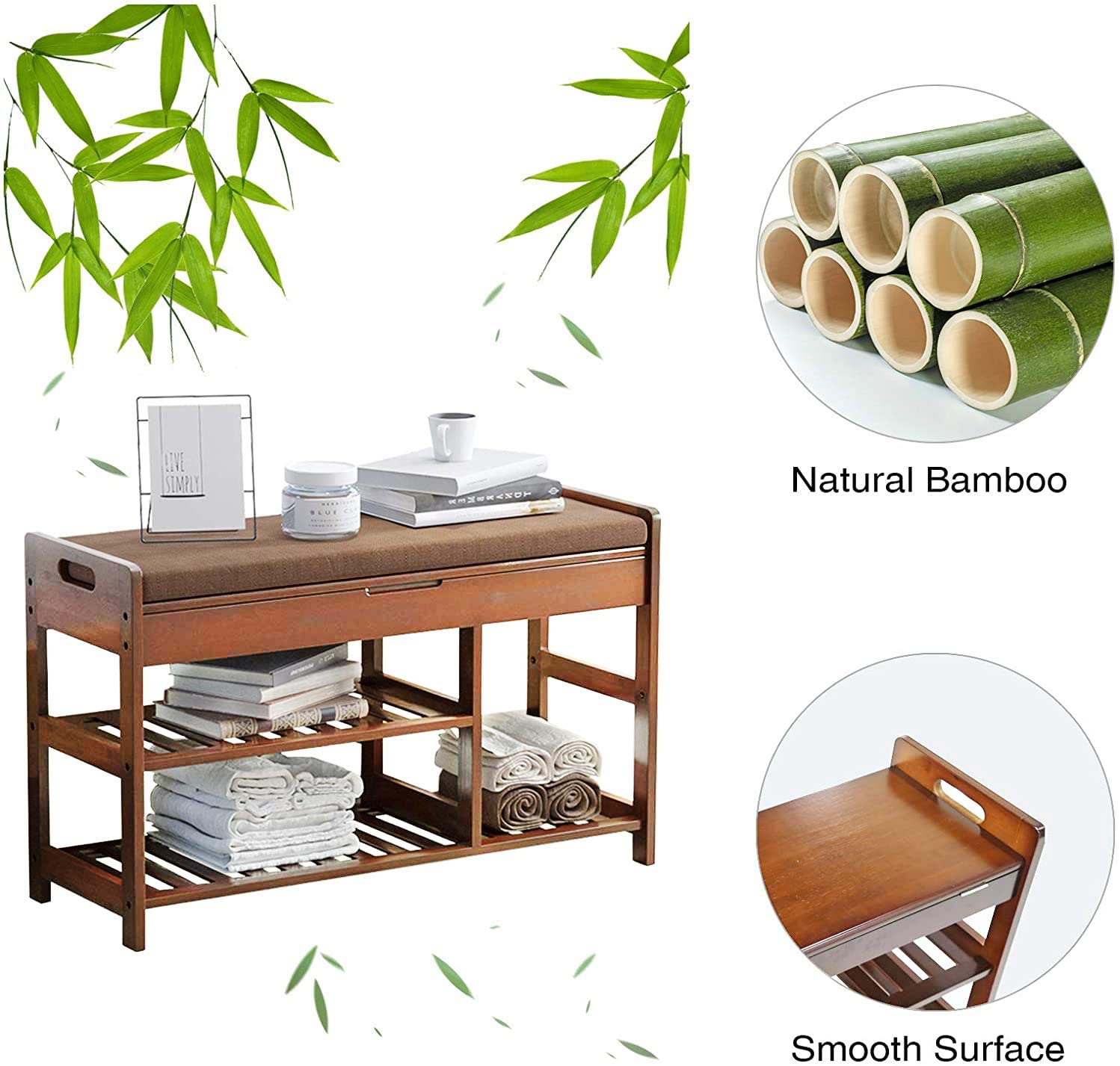 Benches  Storage Shelf with Cushion for Boots, Modern Stool for Bedroom Living Room