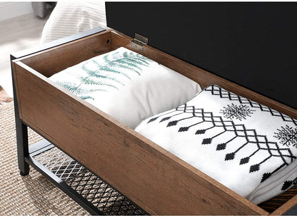 Benches Sturdy Steel Frame, Hallway, Living Room, Hazelnut Brown and Black