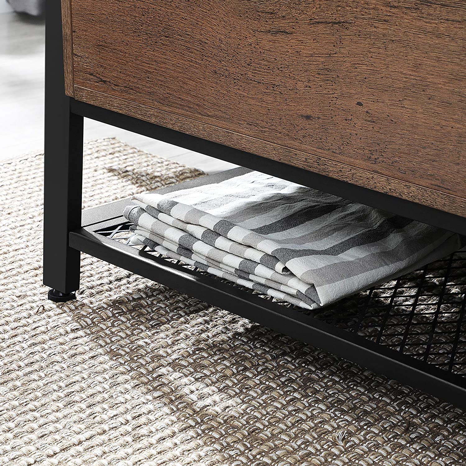 Benches Sturdy Steel Frame, Hallway, Living Room, Hazelnut Brown and Black