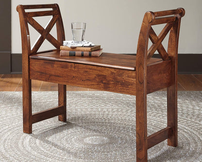 Benches Traditional Accent Bench with Hidden Storage Under Seat, Brown 