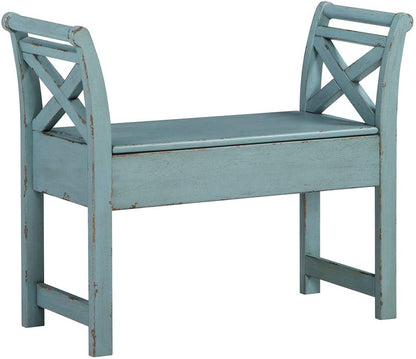 Benches Traditional Accent Bench with Hidden Storage Under Seat, Brown 