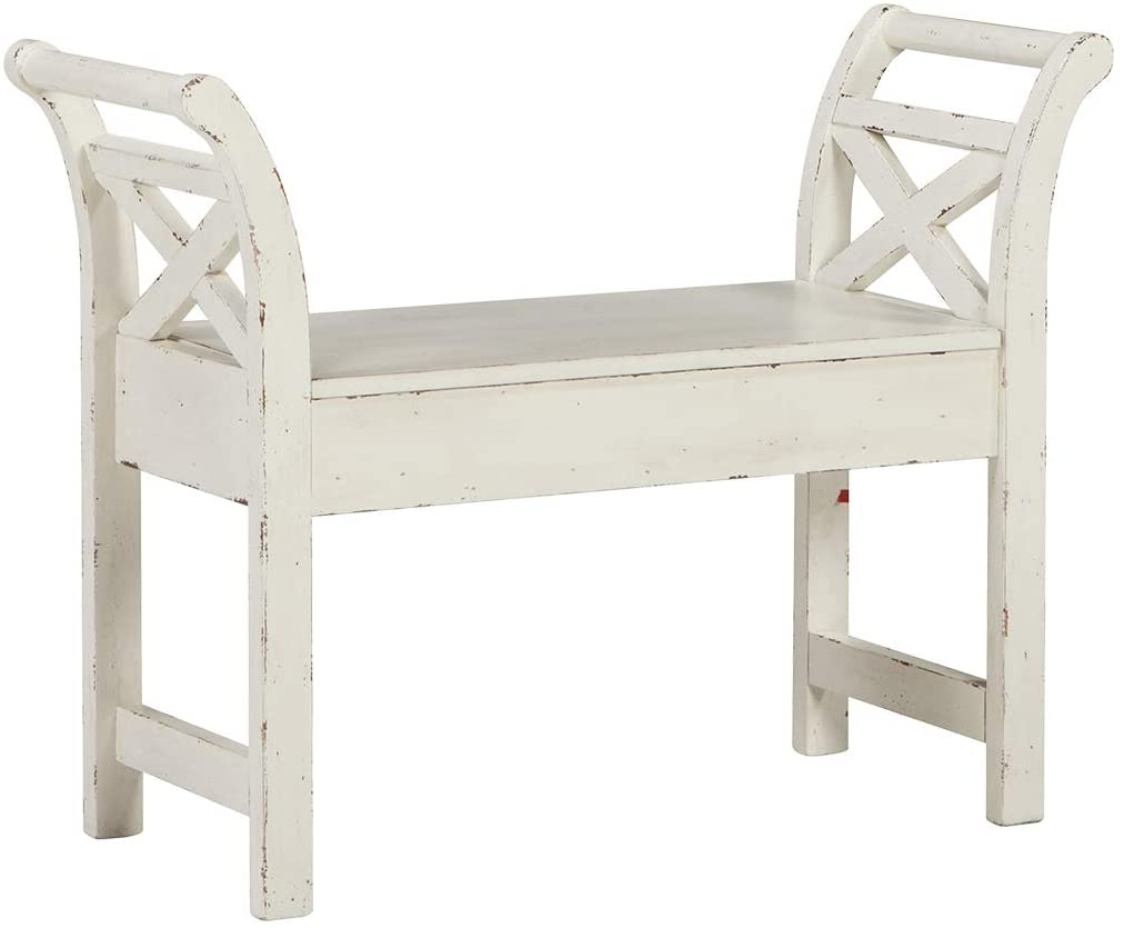 Benches Traditional Accent Bench with Hidden Storage Under Seat, Brown 