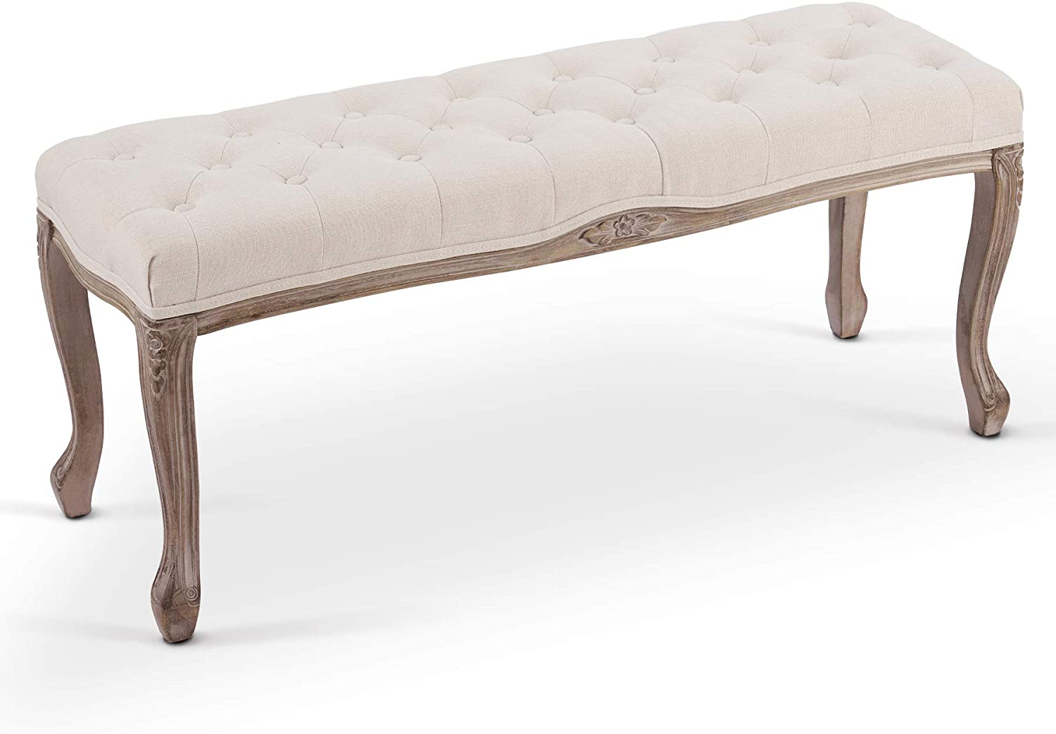 Benches: Vintage Bench with Padded Seat & Rubberwood Legs