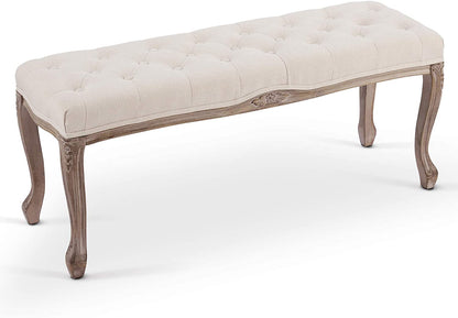 Benches: Vintage Bench with Padded Seat & Rubberwood Legs