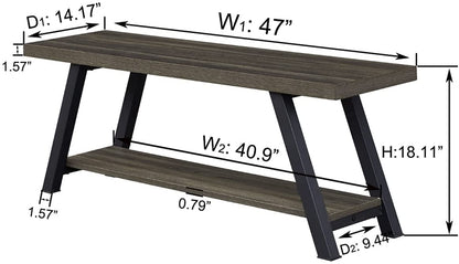 Benches: Wood and Metal Storage Bench 