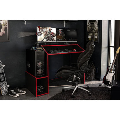 Computer Table: Black & Red 45.69'' Computer Desk