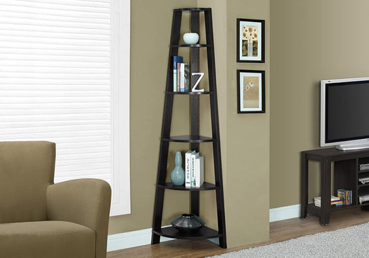 Bookcase: Yuphoria 72 in. Corner Accent Etagere
