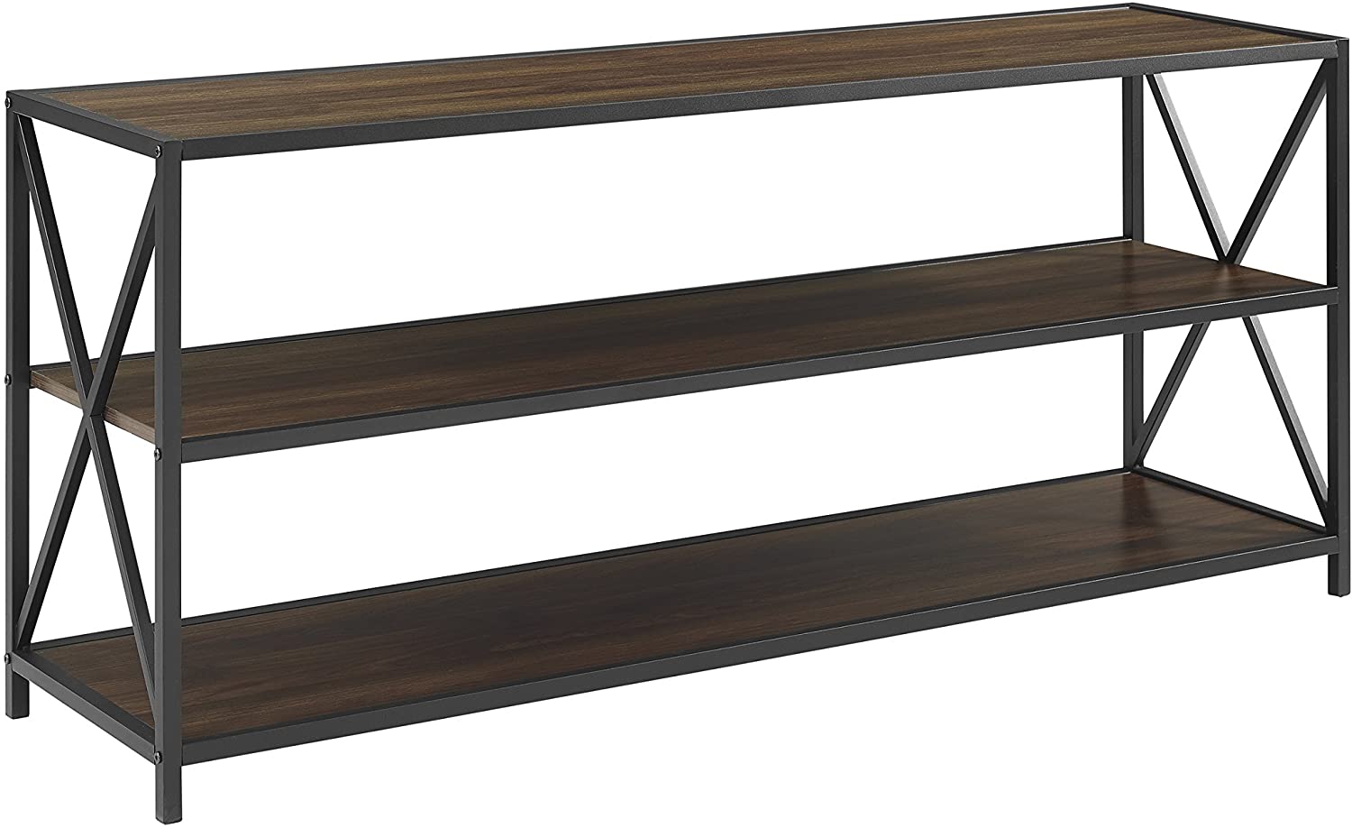Bookshelf: 2 Shelf Industrial Wood Metal Bookcase Storage