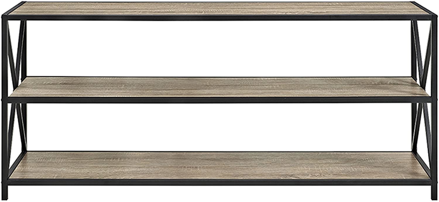 Bookshelf: 2 Shelf Industrial Wood Metal Bookcase Storage