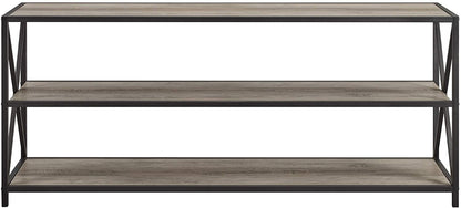 Bookshelf: 2 Shelf Industrial Wood Metal Bookcase Storage