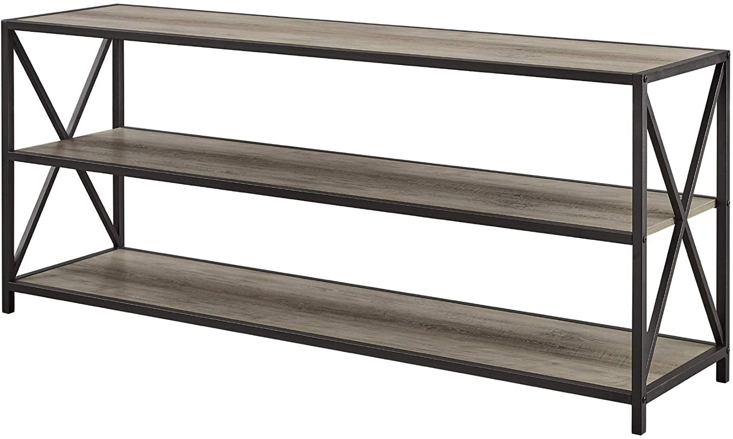 Bookshelf: 2 Shelf Industrial Wood Metal Bookcase Storage
