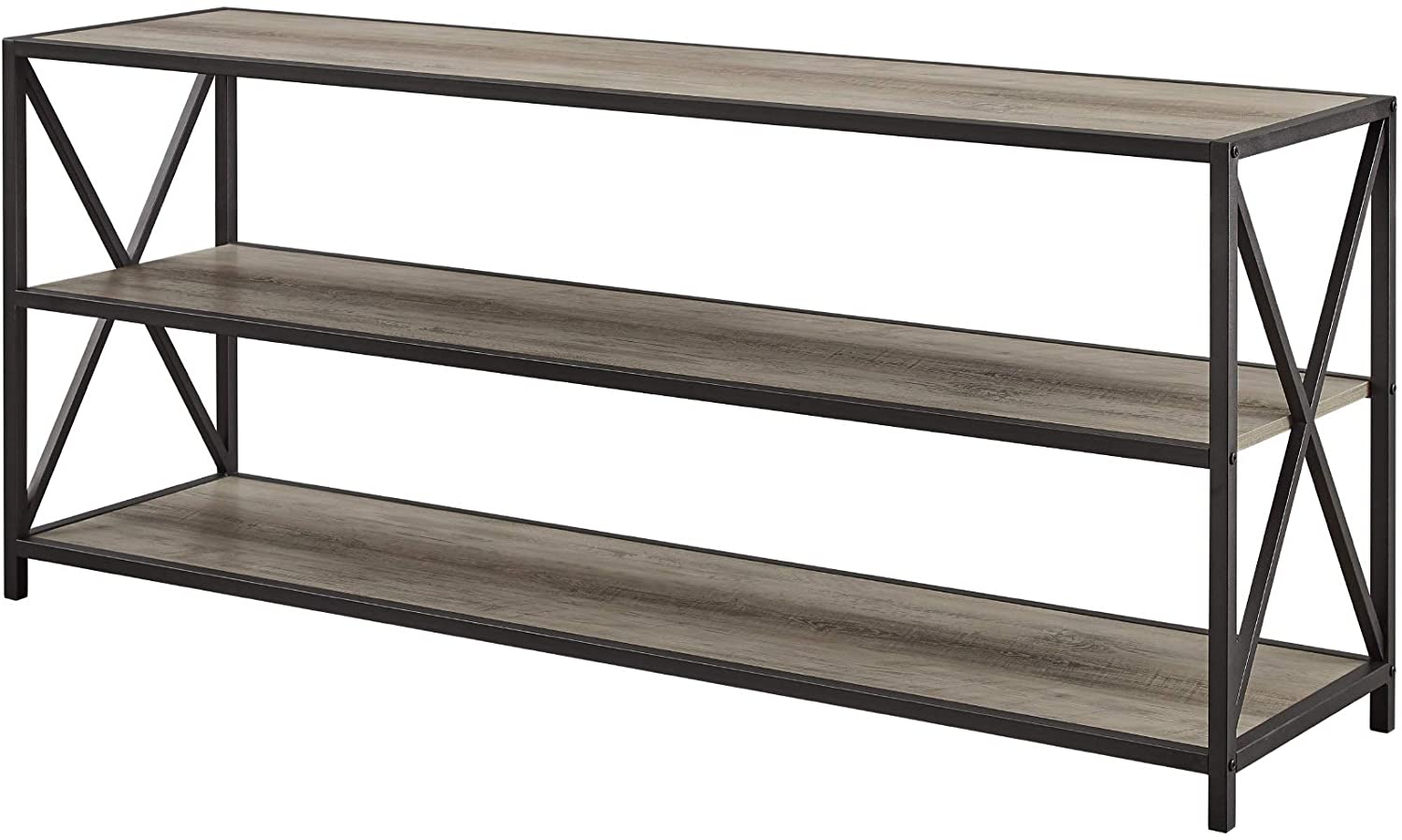 Bookshelf: 2 Shelf Industrial Wood Metal Bookcase Storage
