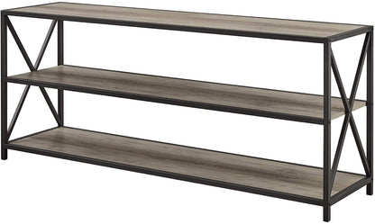 Bookshelf: 2 Shelf Industrial Wood Metal Bookcase Storage