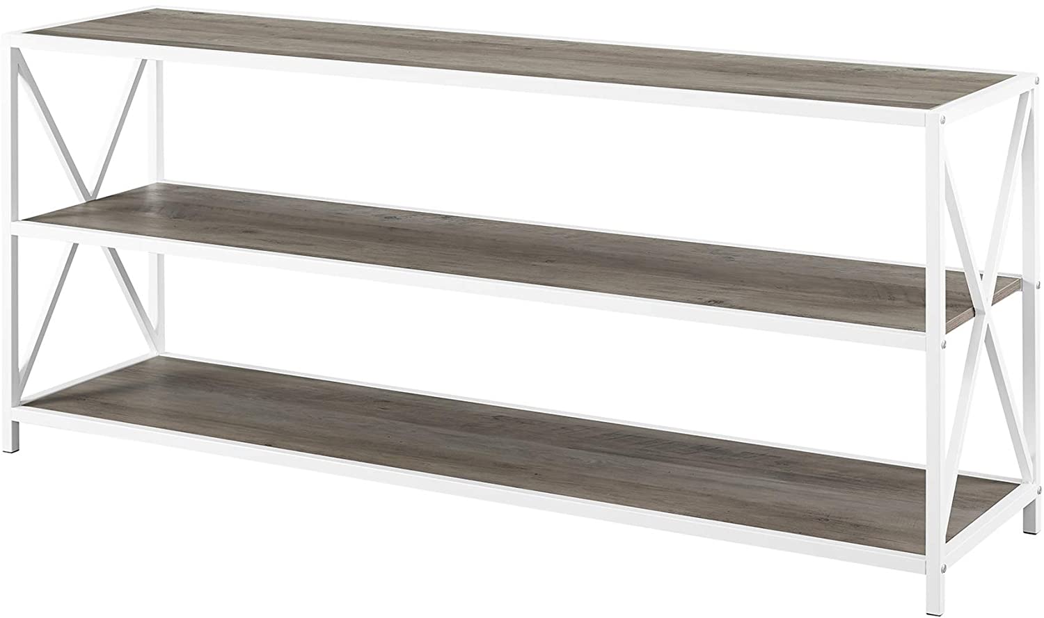 Bookshelf: 2 Shelf Industrial Wood Metal Bookcase Storage