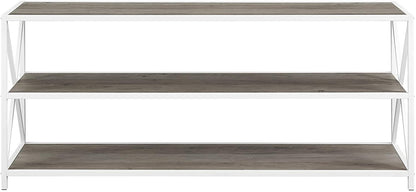 Bookshelf: 2 Shelf Industrial Wood Metal Bookcase Storage\