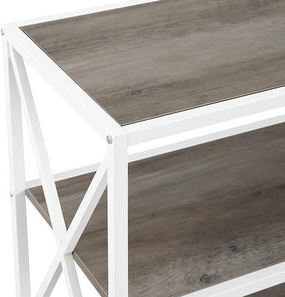 Bookshelf: 2 Shelf Industrial Wood Metal Bookcase Storage
