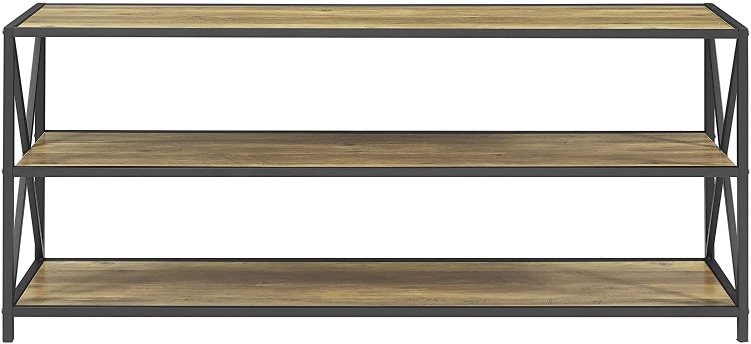Bookshelf: 2 Shelf Industrial Wood Metal Bookcase Storage