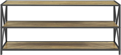 Bookshelf: 2 Shelf Industrial Wood Metal Bookcase Storage