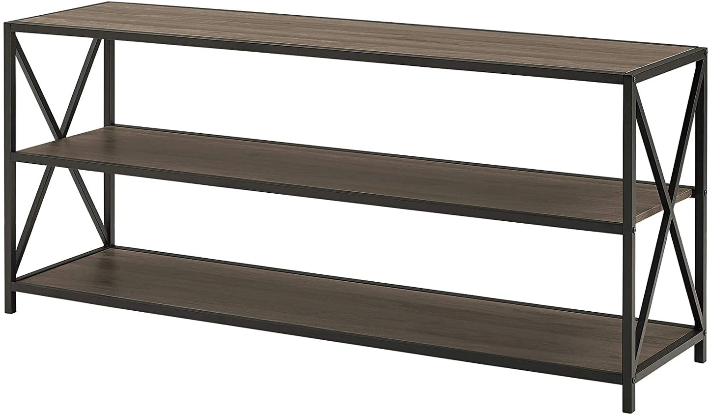 Bookshelf: 2 Shelf Industrial Wood Metal Bookcase Storage