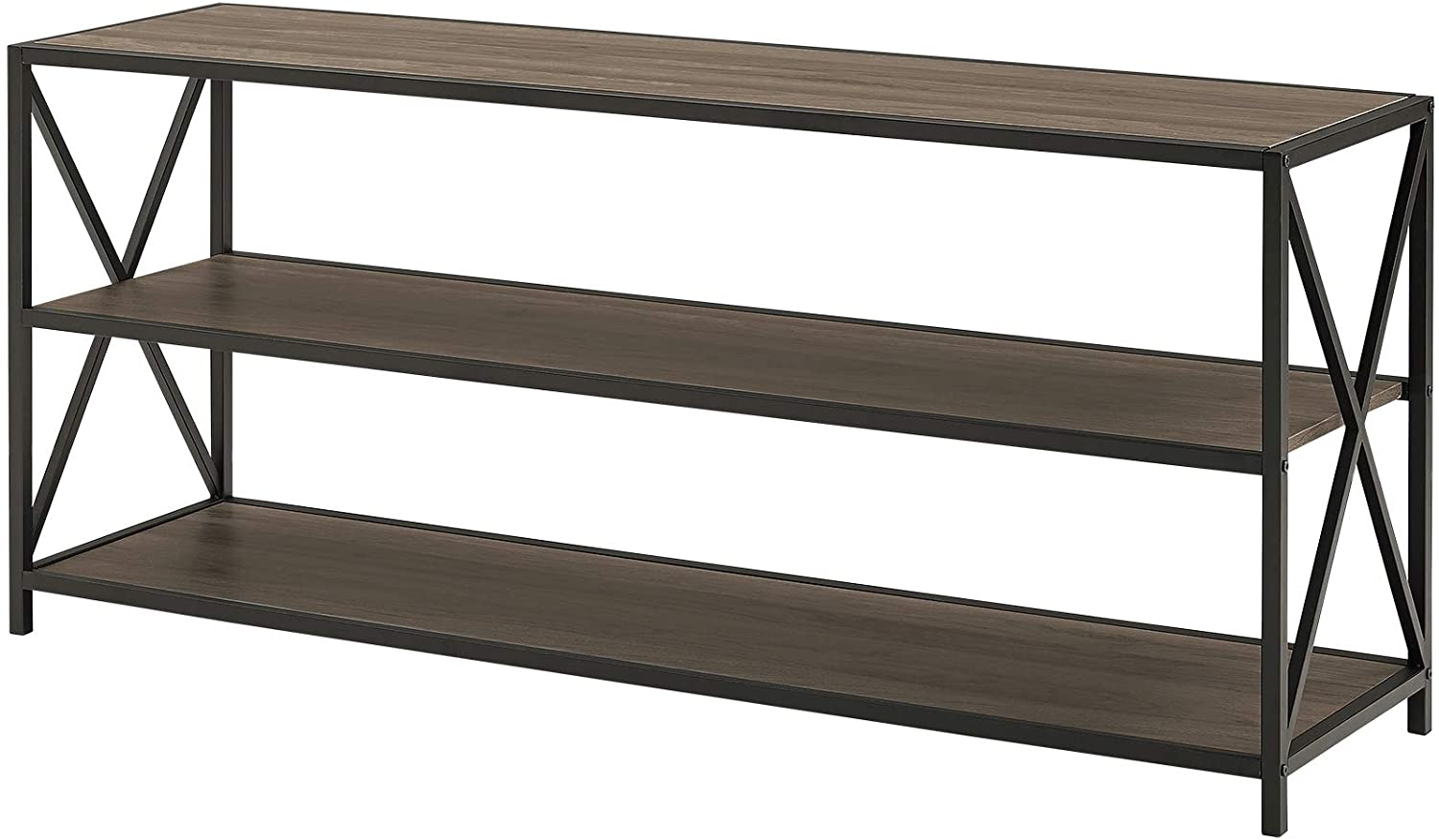 Bookshelf: 2 Shelf Industrial Wood Metal Bookcase Storage