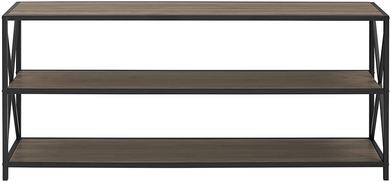 Bookshelf: 2 Shelf Industrial Wood Metal Bookcase Storage