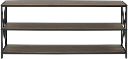 Bookshelf: 2 Shelf Industrial Wood Metal Bookcase Storage