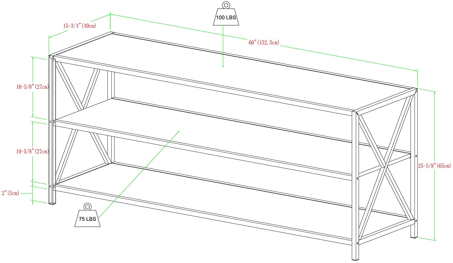 Bookshelf: 2 Shelf Industrial Wood Metal Bookcase Storage