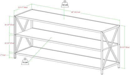 Bookshelf: 2 Shelf Industrial Wood Metal Bookcase Storage