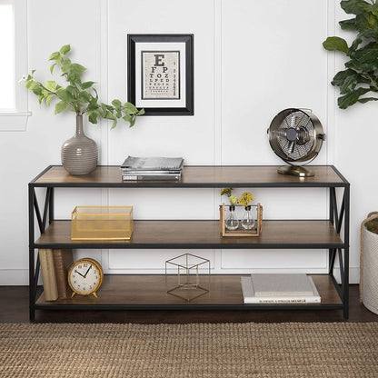 Bookshelf: 2 Shelf Industrial Wood Metal Bookcase Storage