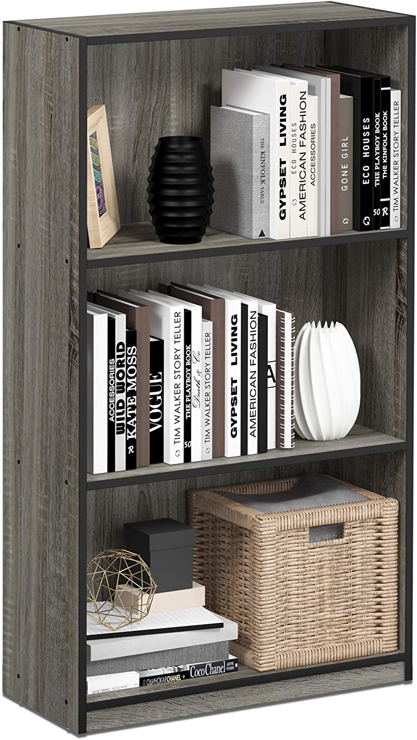 Bookshelf: 3-Tier Bookcase Storage Shelves