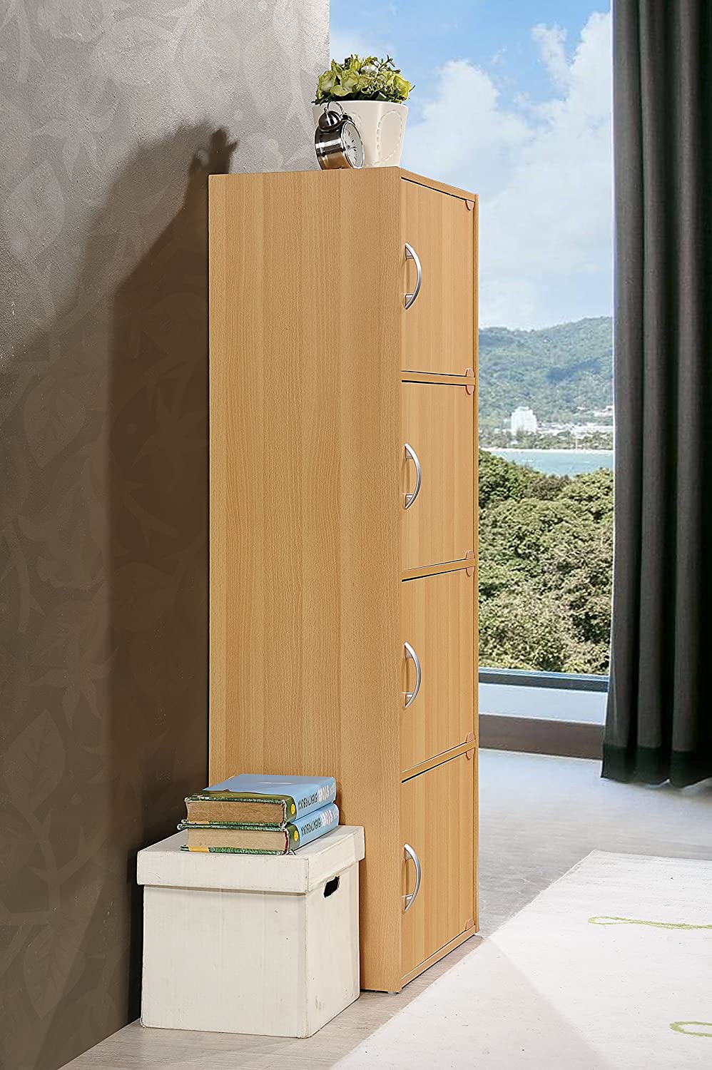 Bookshelf: 4-Shelf Bookcase Cabinet