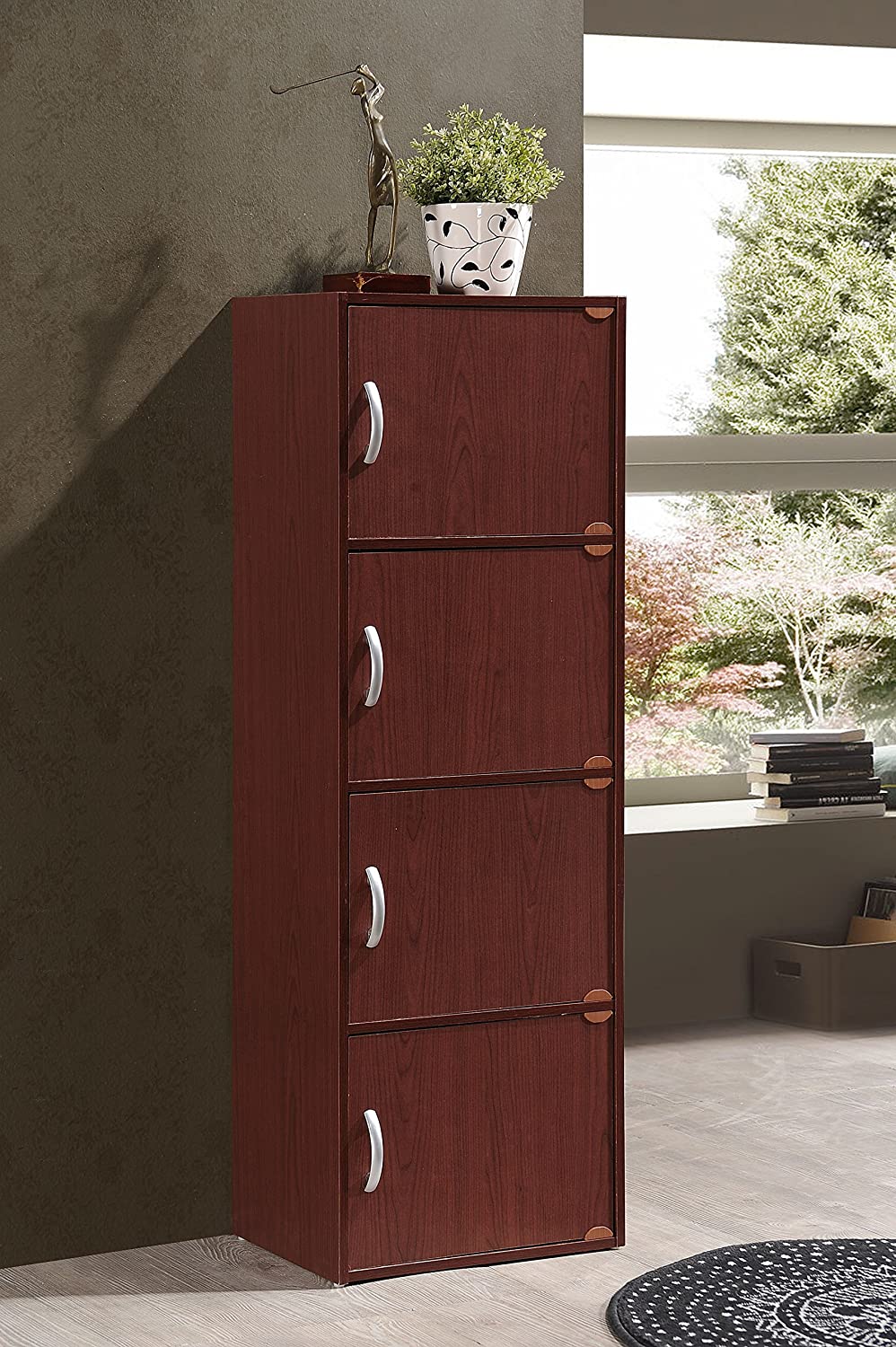 Bookshelf: 4-Shelf Bookcase Cabinet